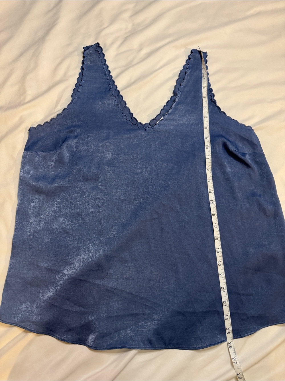 LC Lauren Conrad Scalloped V-Neck Blue Camisole
